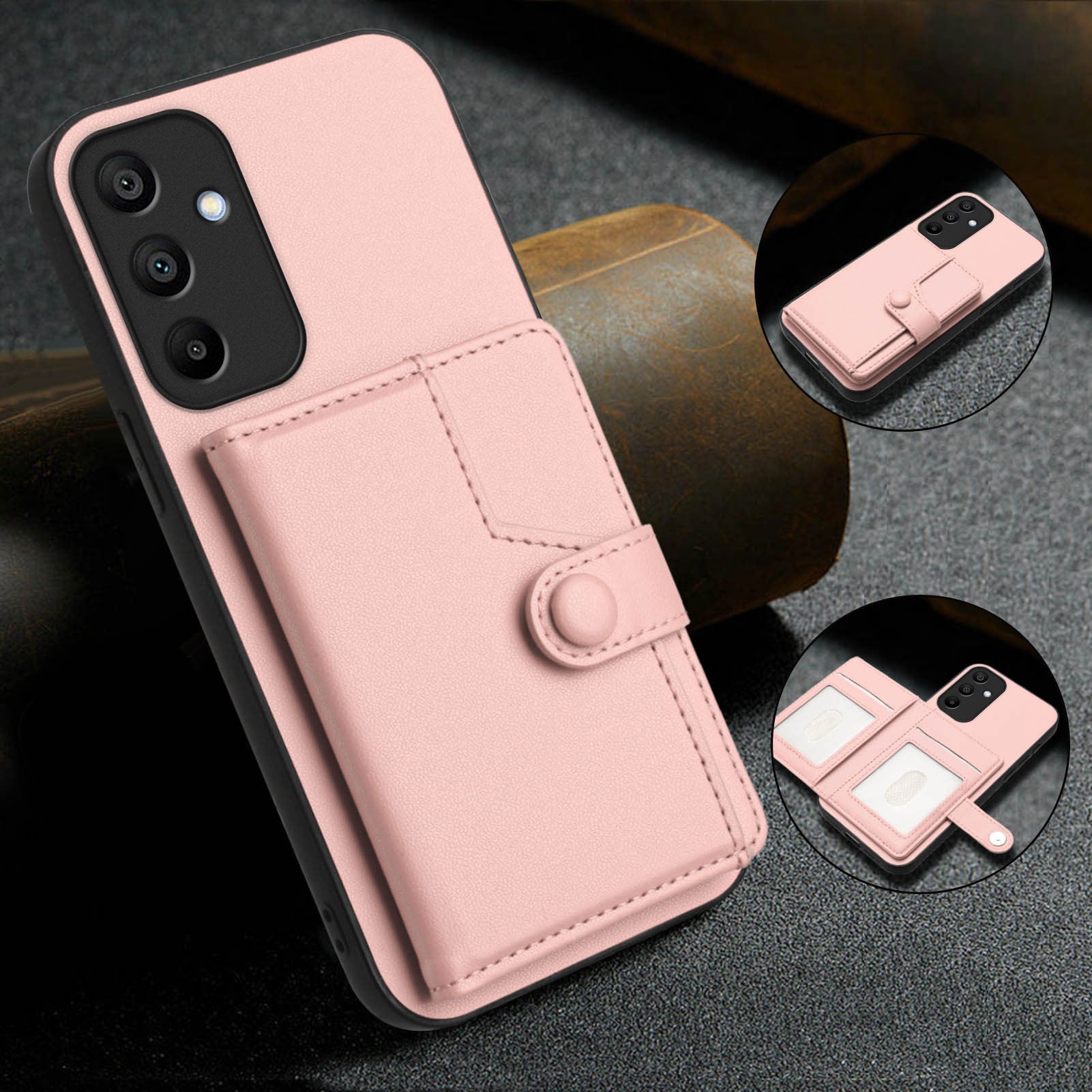 For Samsung Galaxy A15 4G Case RFID Blocking Card Holder Kickstand TPU + PU Leather Phone Back Cover