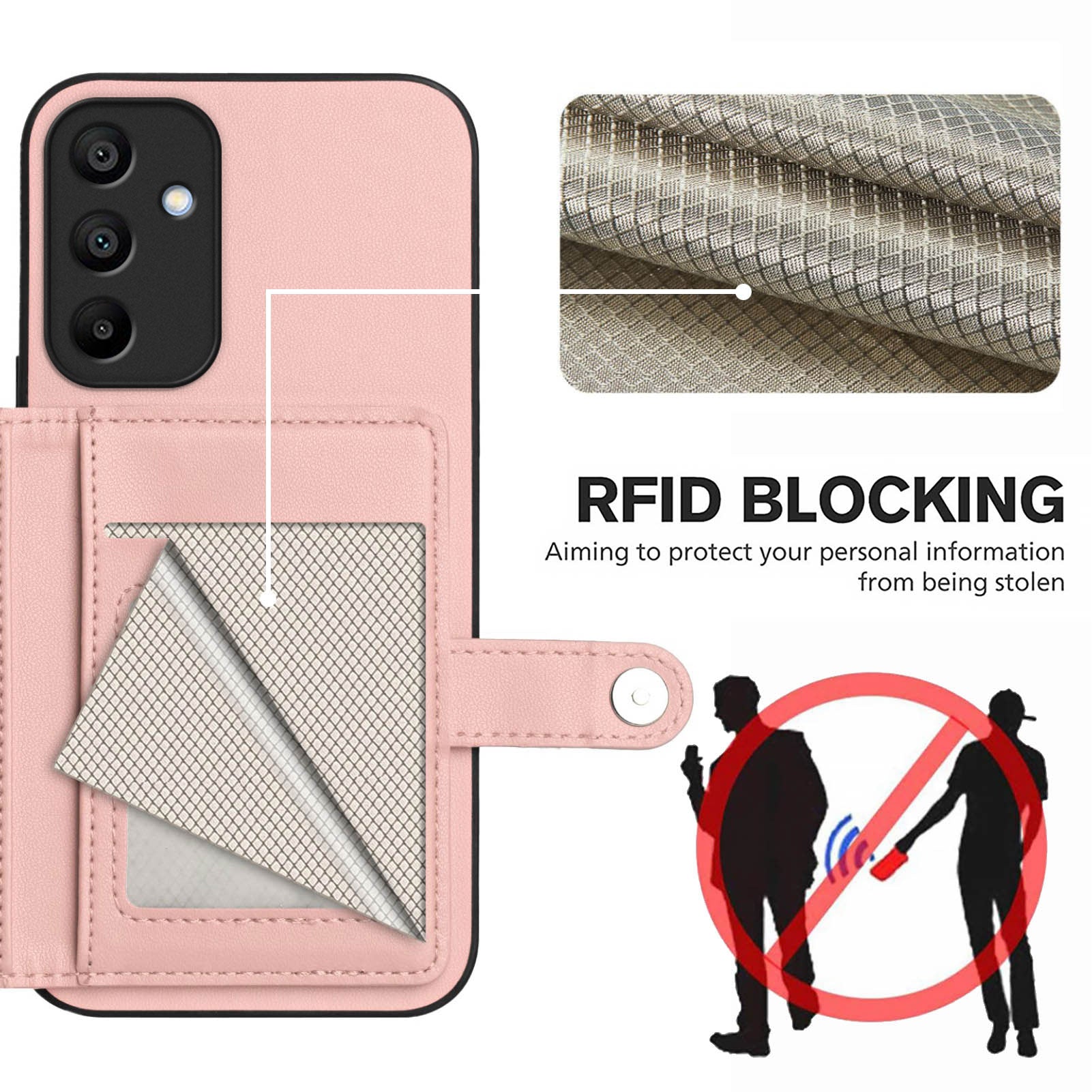 For Samsung Galaxy A15 4G Case RFID Blocking Card Holder Kickstand TPU + PU Leather Phone Back Cover