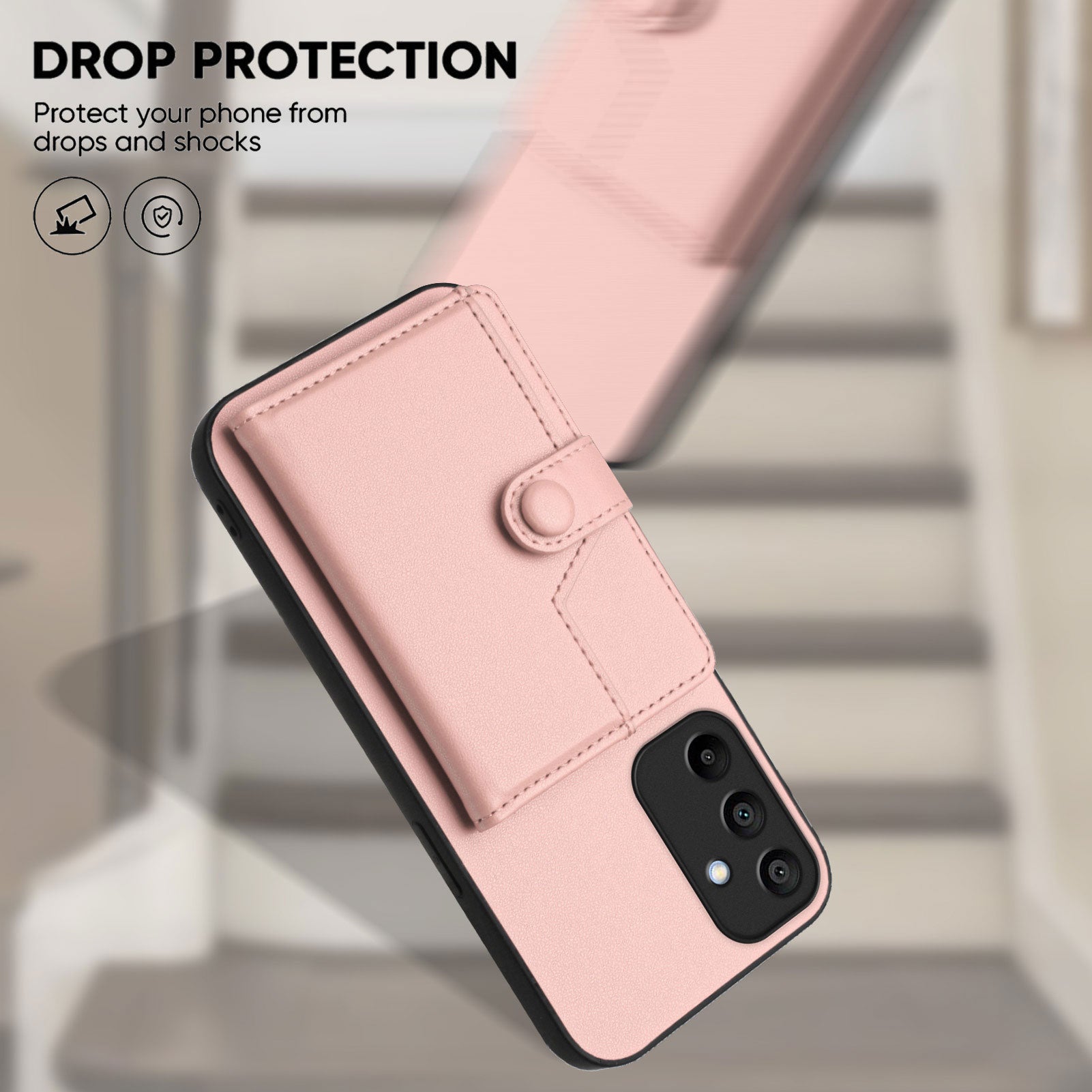 For Samsung Galaxy A15 4G Case RFID Blocking Card Holder Kickstand TPU + PU Leather Phone Back Cover