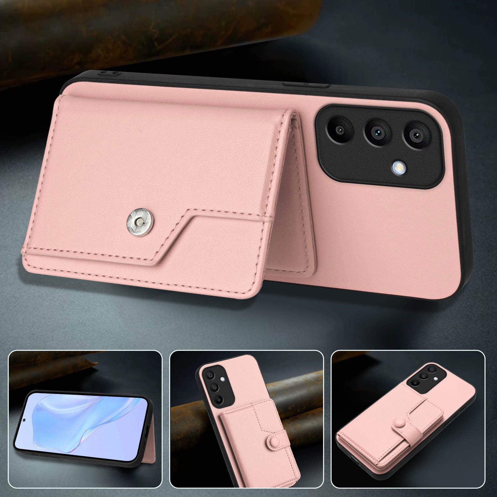 For Samsung Galaxy A15 4G Case RFID Blocking Card Holder Kickstand TPU + PU Leather Phone Back Cover