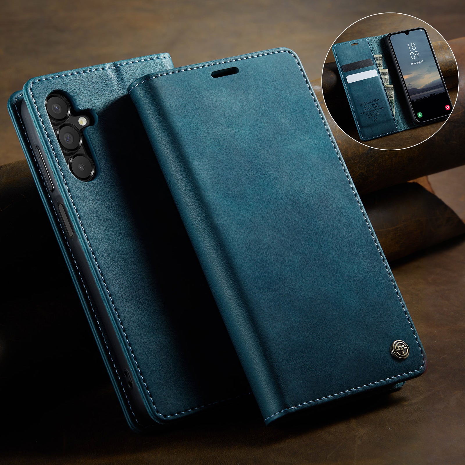 For Samsung Galaxy A15 5G / Galaxy A15 4G Case CASEME 033 Series RFID Blocking Wallet Stand Calf Texture Leather Phone Cover
