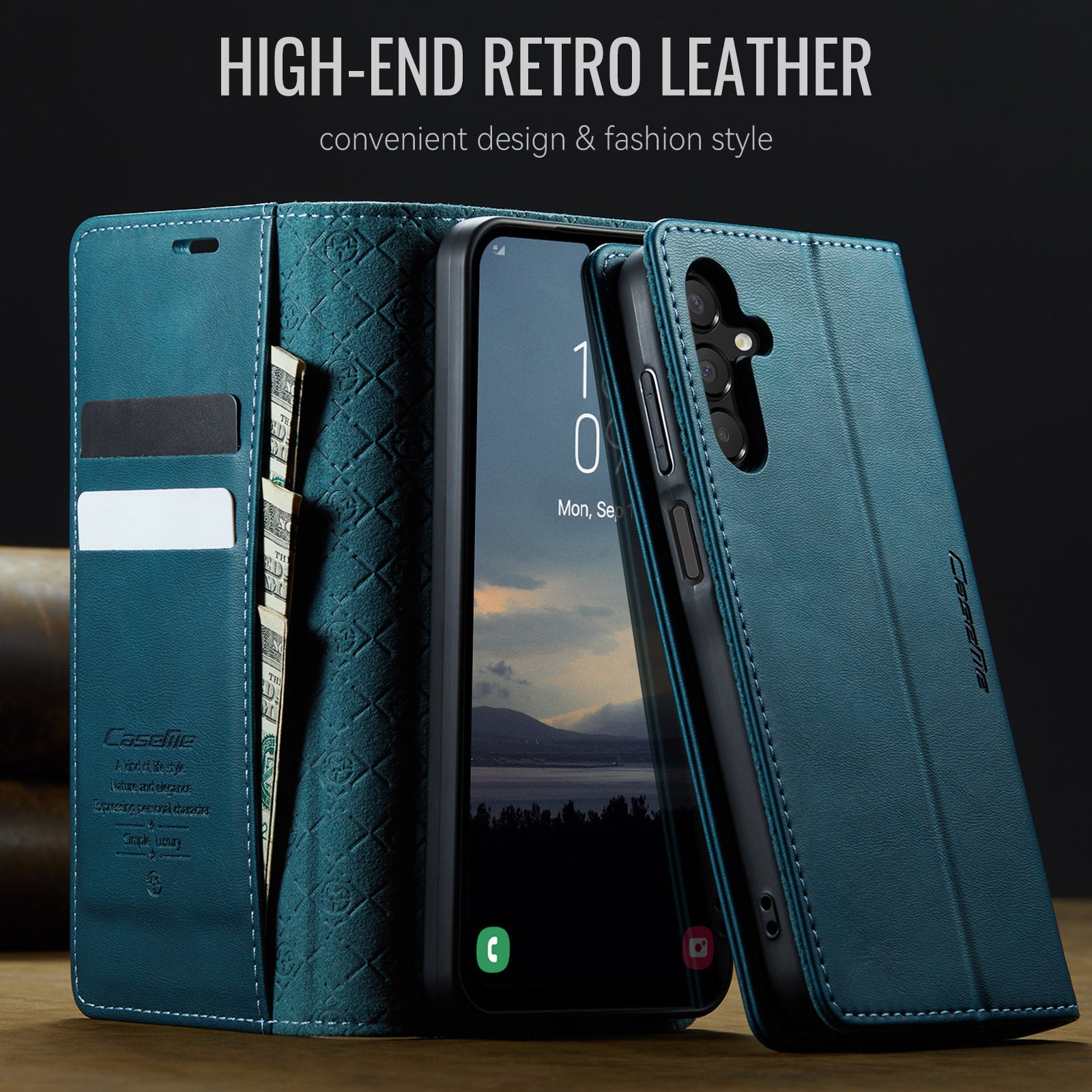 For Samsung Galaxy A15 5G / Galaxy A15 4G Case CASEME 033 Series RFID Blocking Wallet Stand Calf Texture Leather Phone Cover