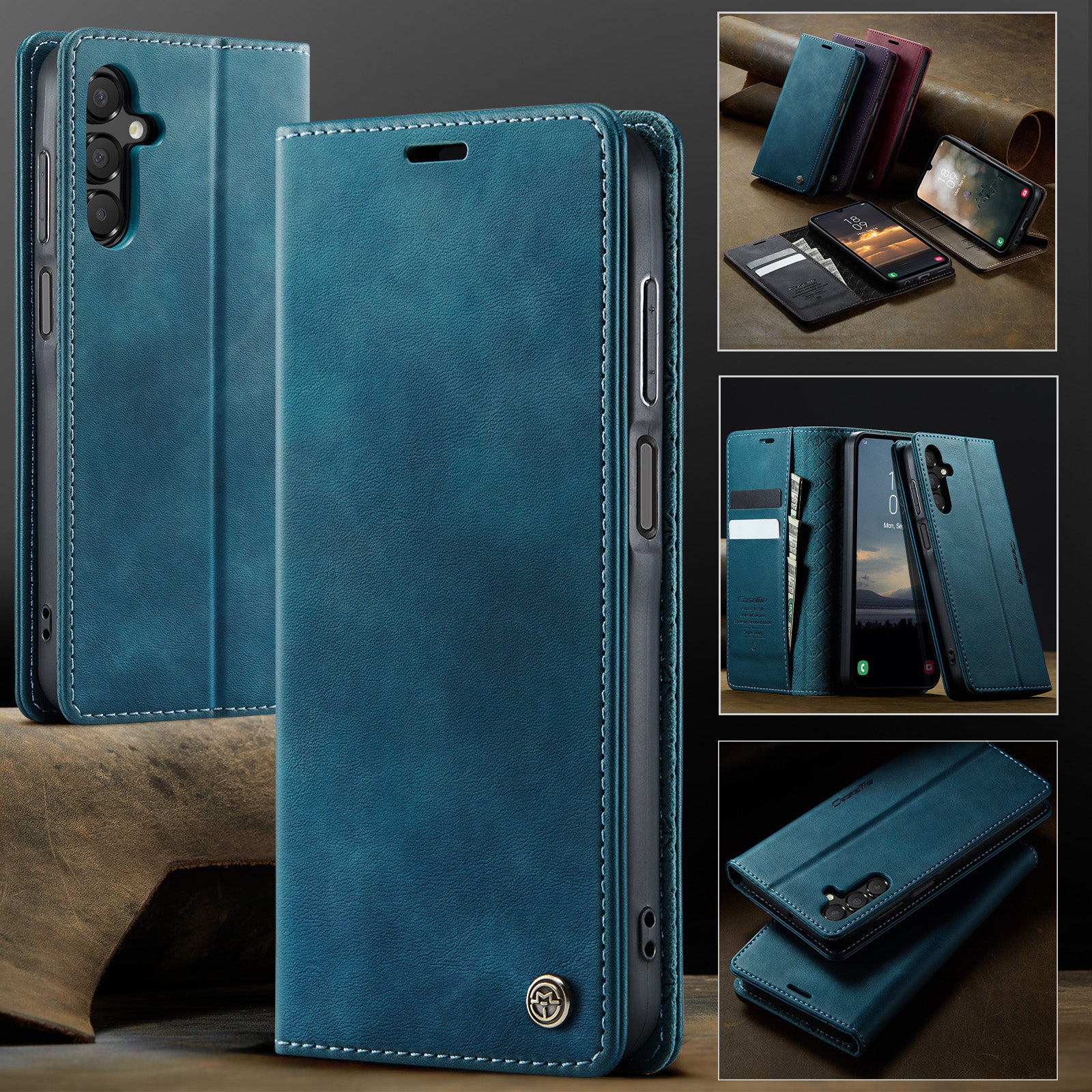For Samsung Galaxy A15 5G / Galaxy A15 4G Case CASEME 033 Series RFID Blocking Wallet Stand Calf Texture Leather Phone Cover