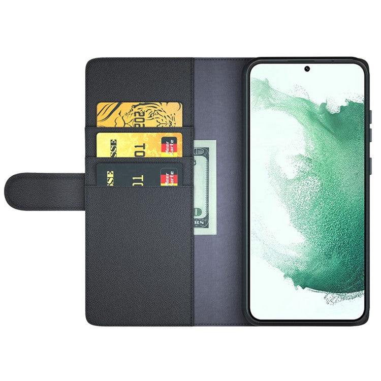 For Samsung Galaxy S23 Case Genuine Split Leather Phone Cover with Wallet Stand