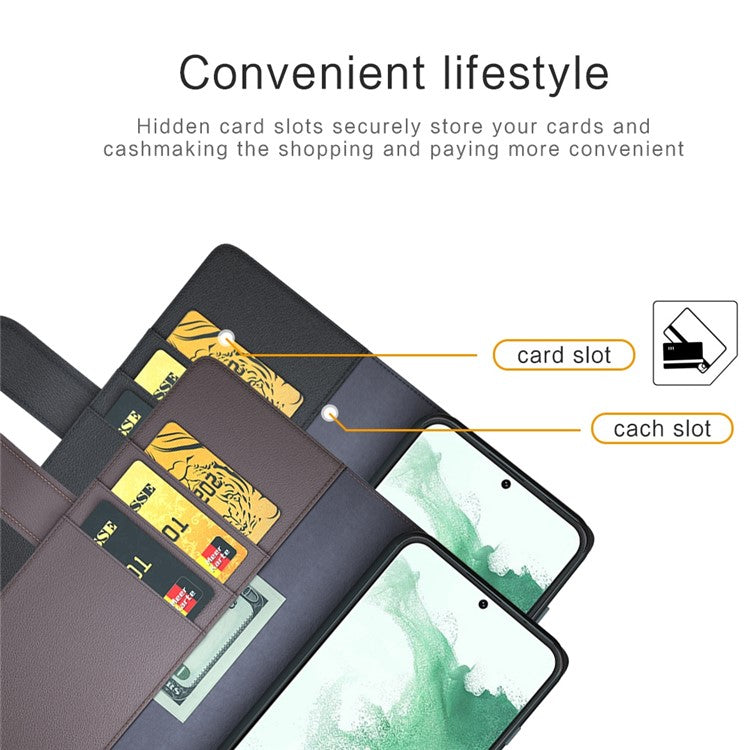 For Samsung Galaxy S23 Case Genuine Split Leather Phone Cover with Wallet Stand
