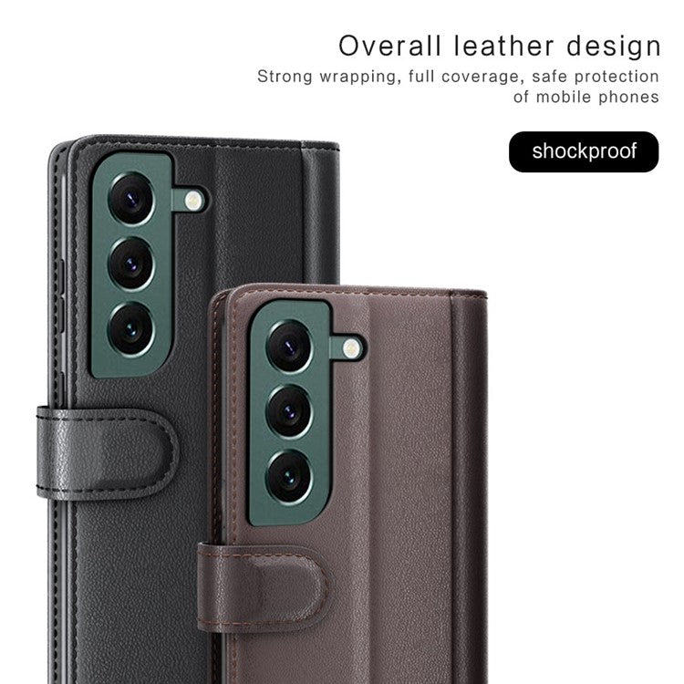 For Samsung Galaxy S23 Case Genuine Split Leather Phone Cover with Wallet Stand