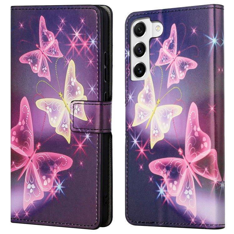 For Samsung Galaxy S23 Phone Case, Pattern Printing Full Protection PU Leather Folio Flip Wallet Cover with Stand