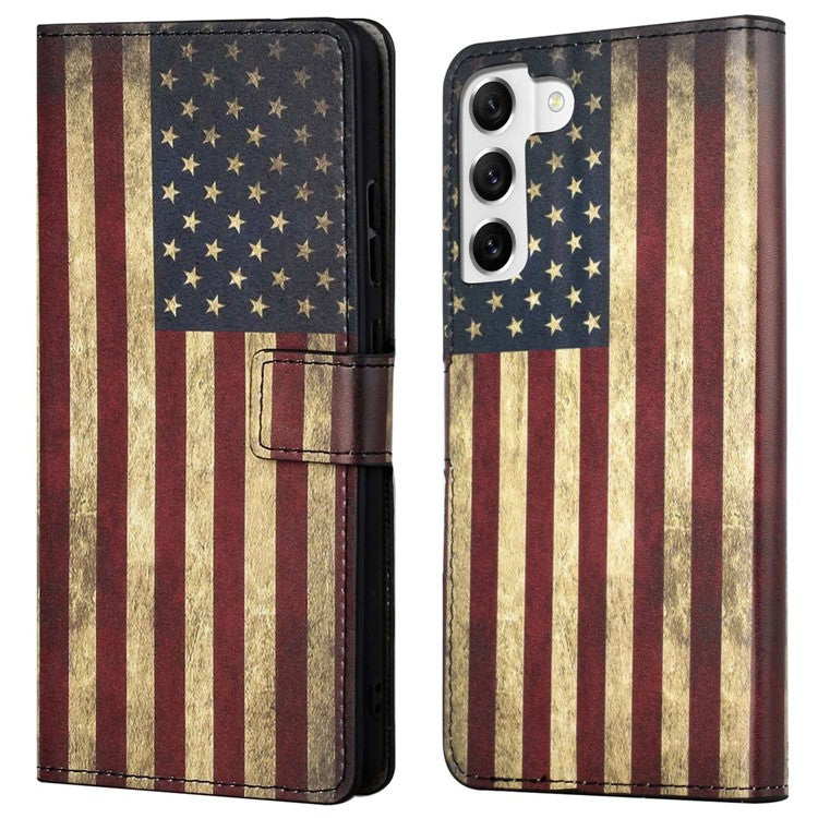 For Samsung Galaxy S23 Phone Case, Pattern Printing Full Protection PU Leather Folio Flip Wallet Cover with Stand