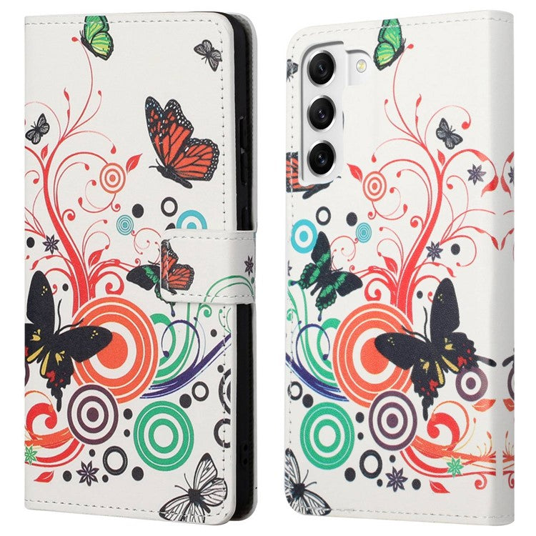 For Samsung Galaxy S23 Phone Case, Pattern Printing Full Protection PU Leather Folio Flip Wallet Cover with Stand