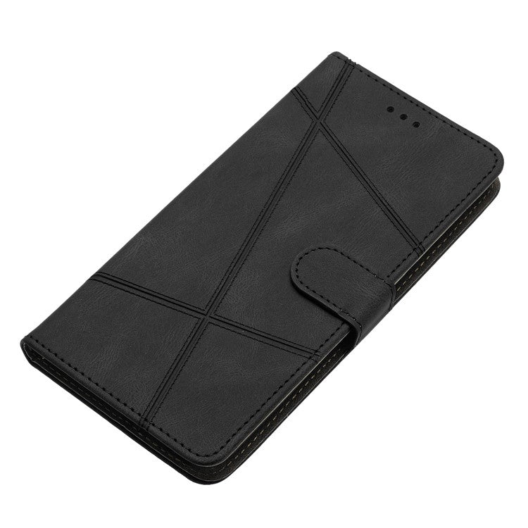 Phone Case for iPhone 6 / 6s / 7 / 8 4.7-inch / iPhone SE (2022) / SE (2020) Lines Imprinted Anti-Drop Stand Case Crazy Horse Texture PU Leather Cover with Stra