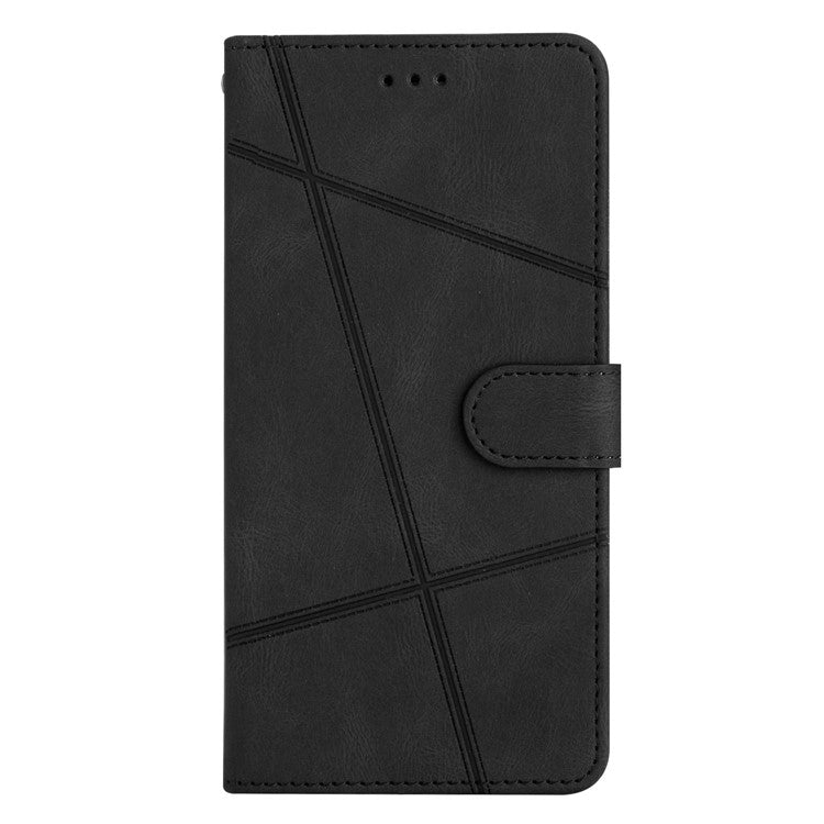 Phone Case for iPhone 6 / 6s / 7 / 8 4.7-inch / iPhone SE (2022) / SE (2020) Lines Imprinted Anti-Drop Stand Case Crazy Horse Texture PU Leather Cover with Stra
