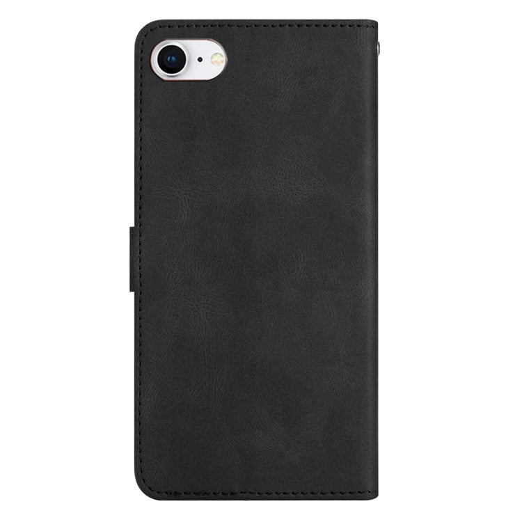 Phone Case for iPhone 6 / 6s / 7 / 8 4.7-inch / iPhone SE (2022) / SE (2020) Lines Imprinted Anti-Drop Stand Case Crazy Horse Texture PU Leather Cover with Stra
