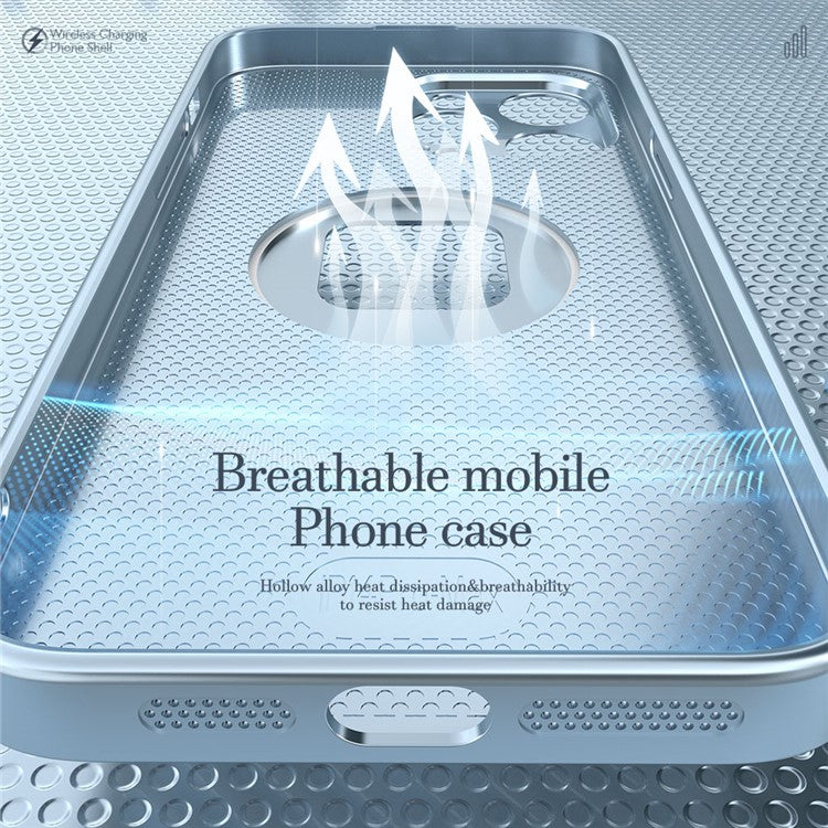 R-JUST SJ55 för iPhone 14 Plus TPU+PC+metall ihåligt droppsäkert skal Magnetiskt telefonfodral kompatibelt med MagSafe