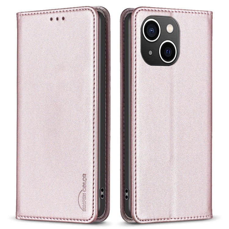 BINFEN COLOR BF18 Telefonställsfodral för iPhone 14 Plus PU-läderkorthållare Skyddande telefonfodral