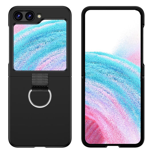 For Samsung Galaxy Z Flip5 5G Hard PC Phone Case Anti-scratch Cover with D-Shape Ring Holder