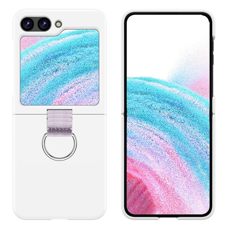For Samsung Galaxy Z Flip5 5G Hard PC Phone Case Anti-scratch Cover with D-Shape Ring Holder