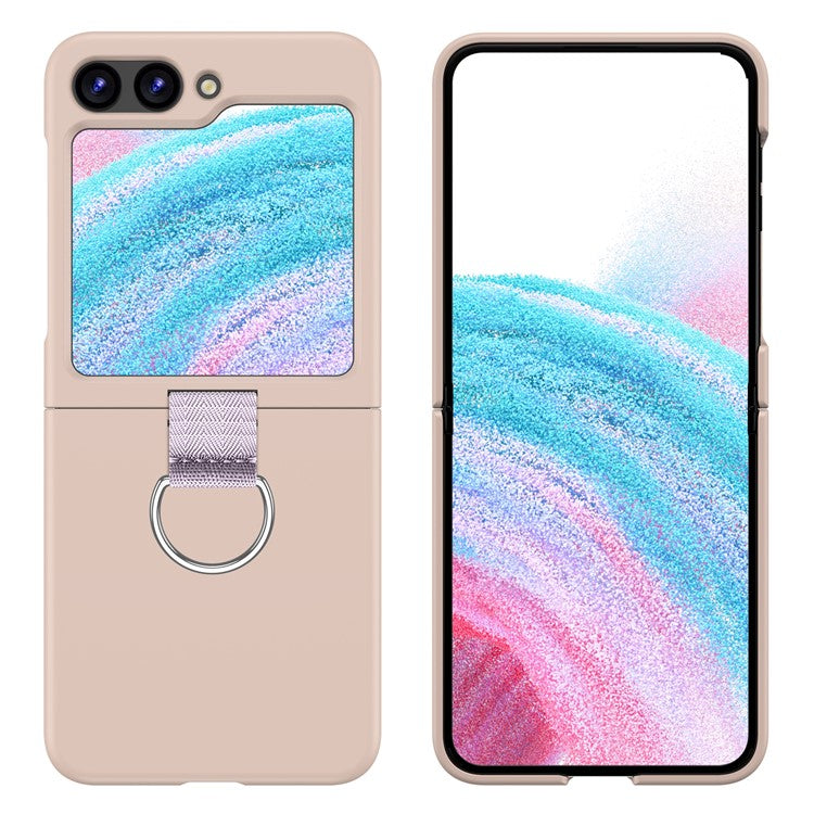 For Samsung Galaxy Z Flip5 5G Hard PC Phone Case Anti-scratch Cover with D-Shape Ring Holder