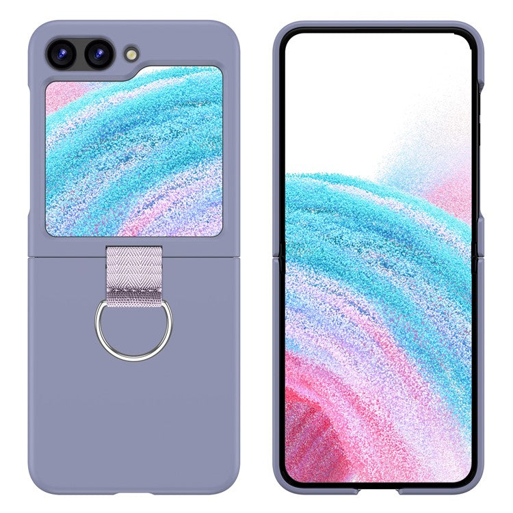 For Samsung Galaxy Z Flip5 5G Hard PC Phone Case Anti-scratch Cover with D-Shape Ring Holder