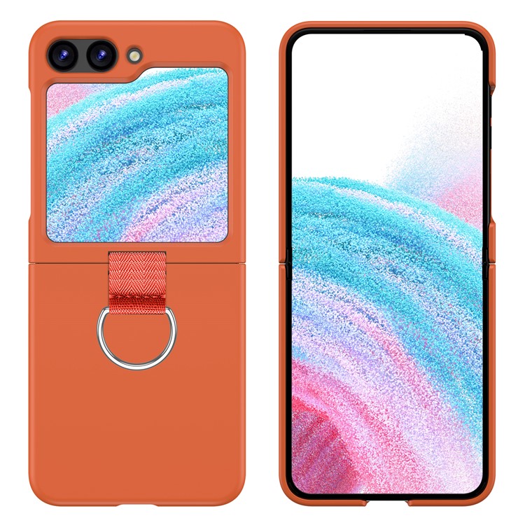 For Samsung Galaxy Z Flip5 5G Hard PC Phone Case Anti-scratch Cover with D-Shape Ring Holder