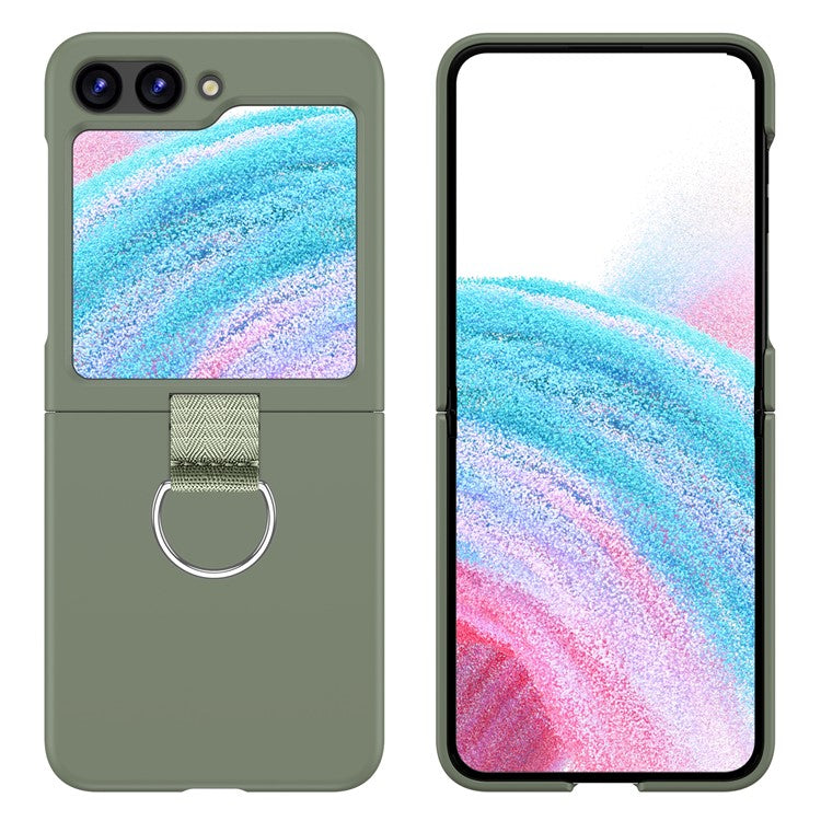 For Samsung Galaxy Z Flip5 5G Hard PC Phone Case Anti-scratch Cover with D-Shape Ring Holder