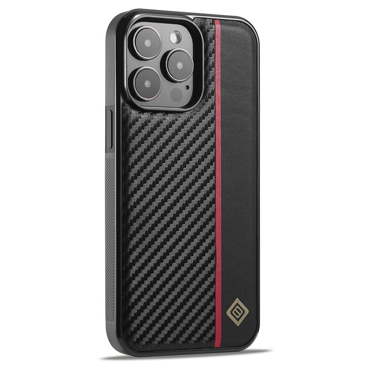 LC.IMEEKE För iPhone 15 Pro Max Carbon Fiber Texture Telefonfodral PU Läder+TPU+EVA Anti-repskydd