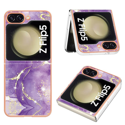 For Samsung Galaxy Z Flip5 5G TPU Case with IMD Marble Pattern Electroplated Back Cover