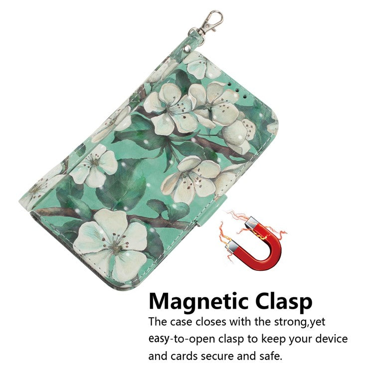 For Samsung Galaxy A25 5G (Global) (161.0 x 76.5 x 8.3mm) PU Leather 3D Pattern Printing Stand Wallet Cover with Strap