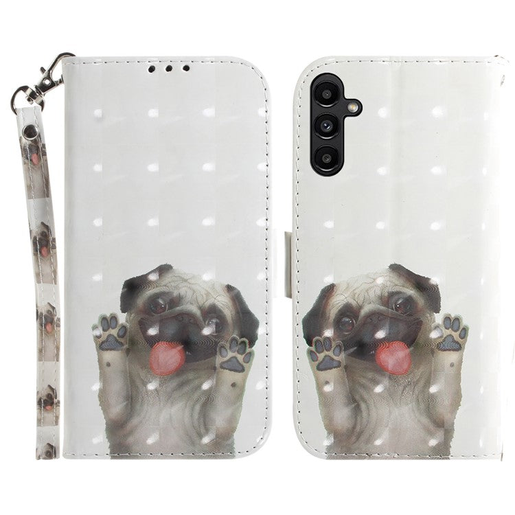For Samsung Galaxy A25 5G (Global) (161.0 x 76.5 x 8.3mm) PU Leather 3D Pattern Printing Stand Wallet Cover with Strap