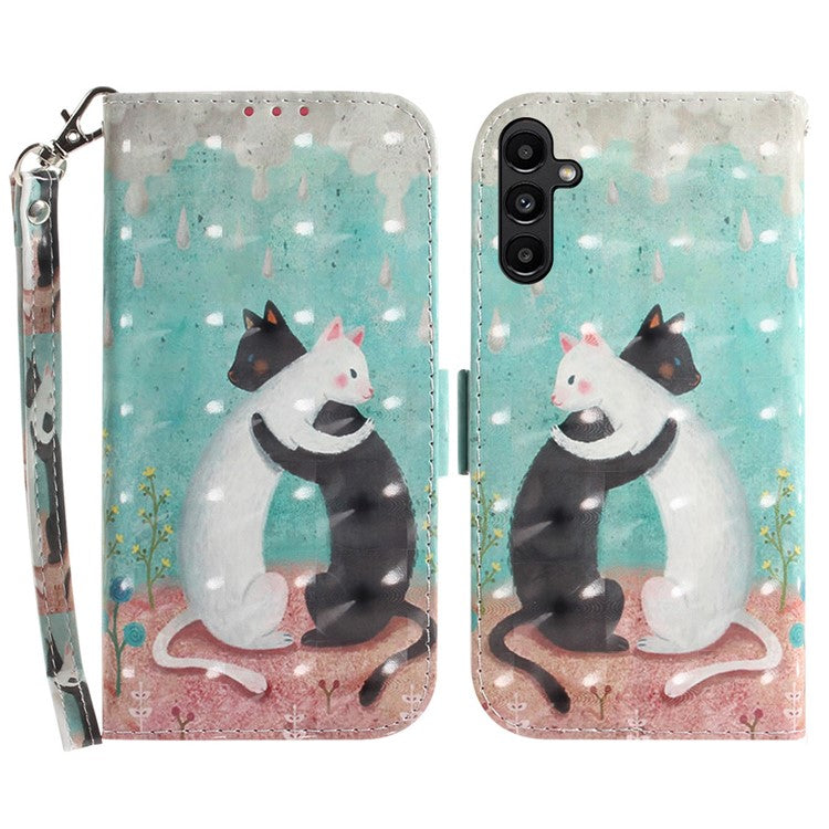 For Samsung Galaxy A25 5G (Global) (161.0 x 76.5 x 8.3mm) PU Leather 3D Pattern Printing Stand Wallet Cover with Strap