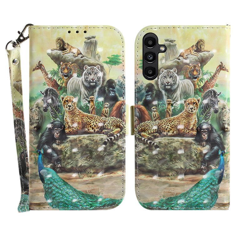 For Samsung Galaxy A25 5G (Global) (161.0 x 76.5 x 8.3mm) PU Leather 3D Pattern Printing Stand Wallet Cover with Strap