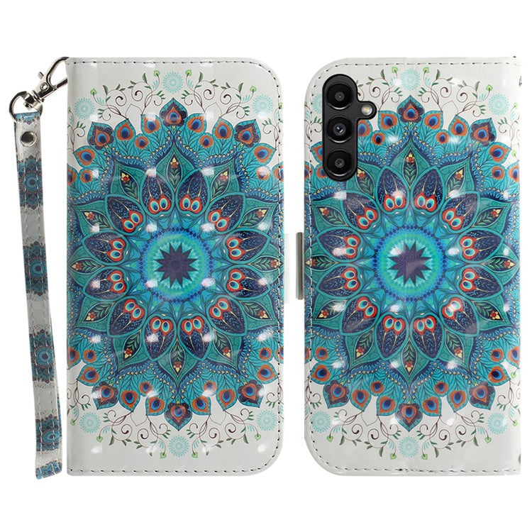 For Samsung Galaxy A25 5G (Global) (161.0 x 76.5 x 8.3mm) PU Leather 3D Pattern Printing Stand Wallet Cover with Strap