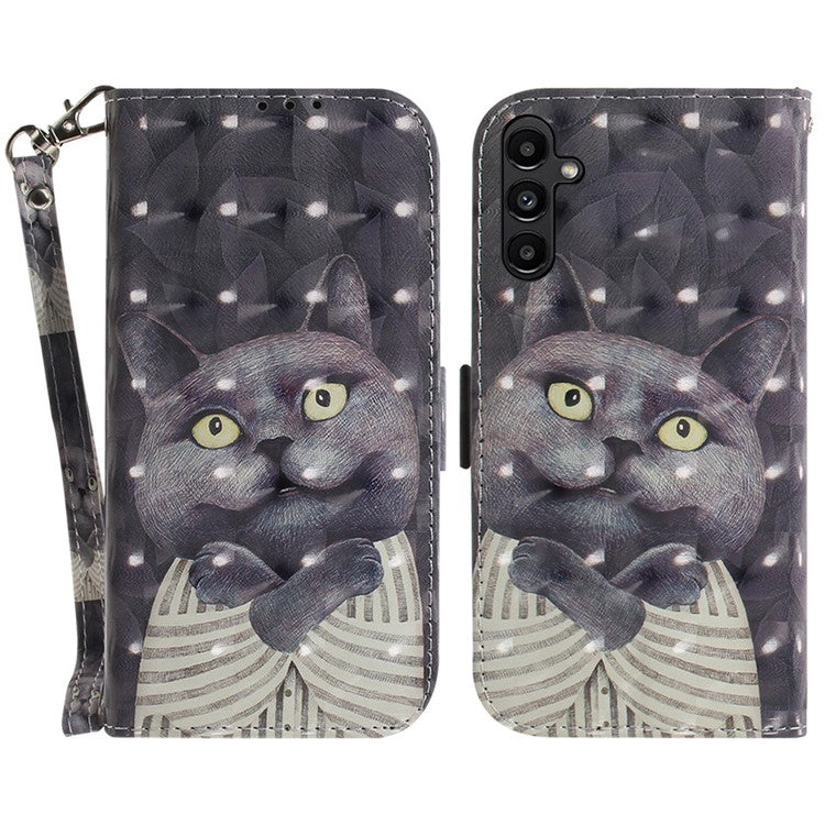 For Samsung Galaxy A25 5G (Global) (161.0 x 76.5 x 8.3mm) PU Leather 3D Pattern Printing Stand Wallet Cover with Strap