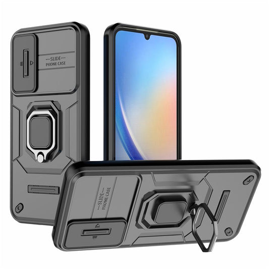 PC+TPU bakstycke för Samsung Galaxy A34 5G, telefonskal glidande linsskydd stötsäkert stödfodral