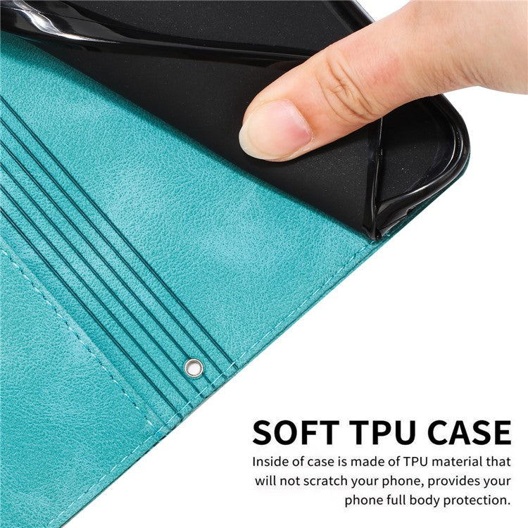 Triangle Imprint Leather Case for Samsung Galaxy S23 Ultra , Flip Stand Wallet Phone Cover with Strap
