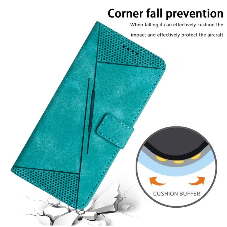 Triangle Imprint Leather Case for Samsung Galaxy S23 Ultra , Flip Stand Wallet Phone Cover with Strap