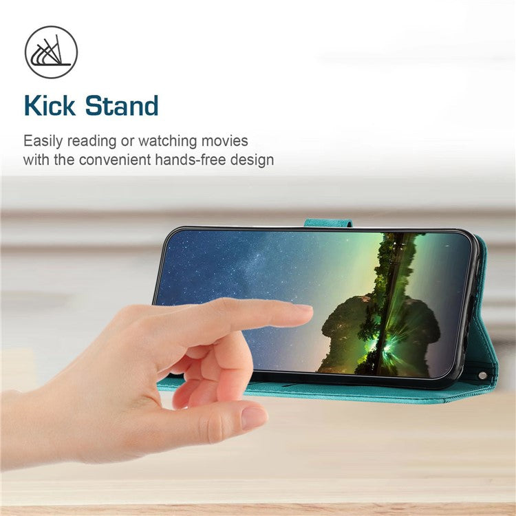 Triangle Imprint Leather Case for Samsung Galaxy S23 Ultra , Flip Stand Wallet Phone Cover with Strap