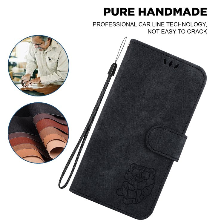 For Samsung Galaxy S23 PU Leather Wallet Stand Protection Cover Cute Tiger Imprint Phone Case