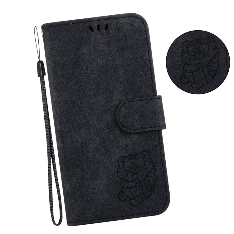 For Samsung Galaxy S23 PU Leather Wallet Stand Protection Cover Cute Tiger Imprint Phone Case
