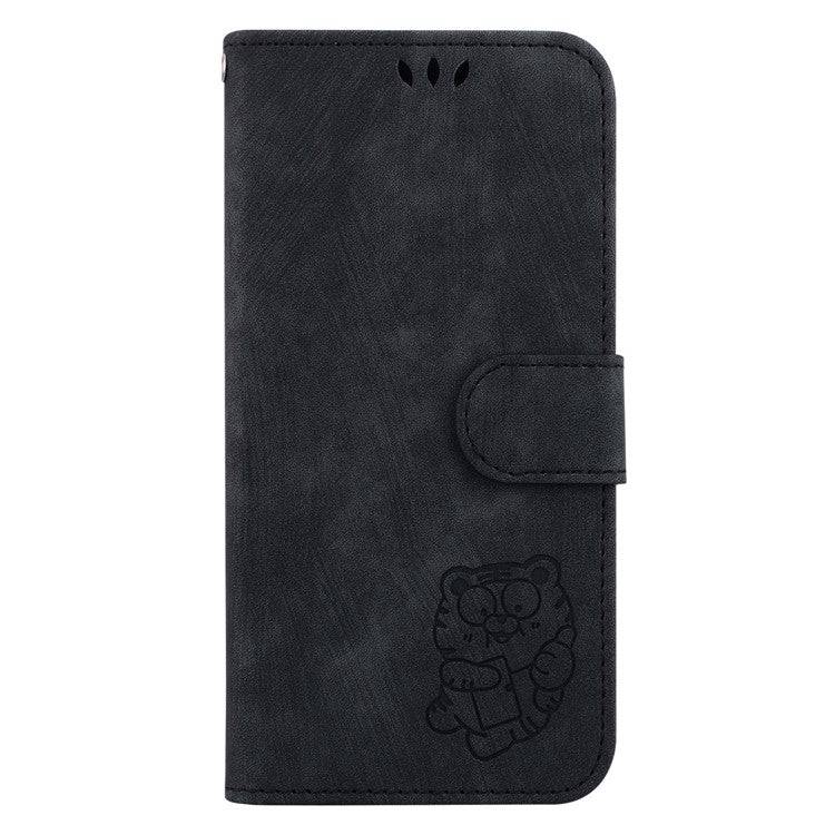 For Samsung Galaxy S23 PU Leather Wallet Stand Protection Cover Cute Tiger Imprint Phone Case