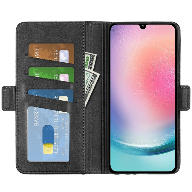 For Samsung Galaxy A25 5G (Global) (161.0 x 76.5 x 8.3mm) Case Wallet Calf Texture Phone Cover PU Leather Stand Flip Shell
