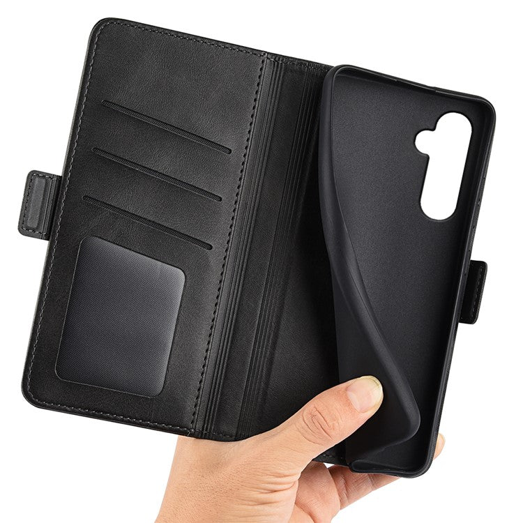 For Samsung Galaxy A25 5G (Global) (161.0 x 76.5 x 8.3mm) Case Wallet Calf Texture Phone Cover PU Leather Stand Flip Shell