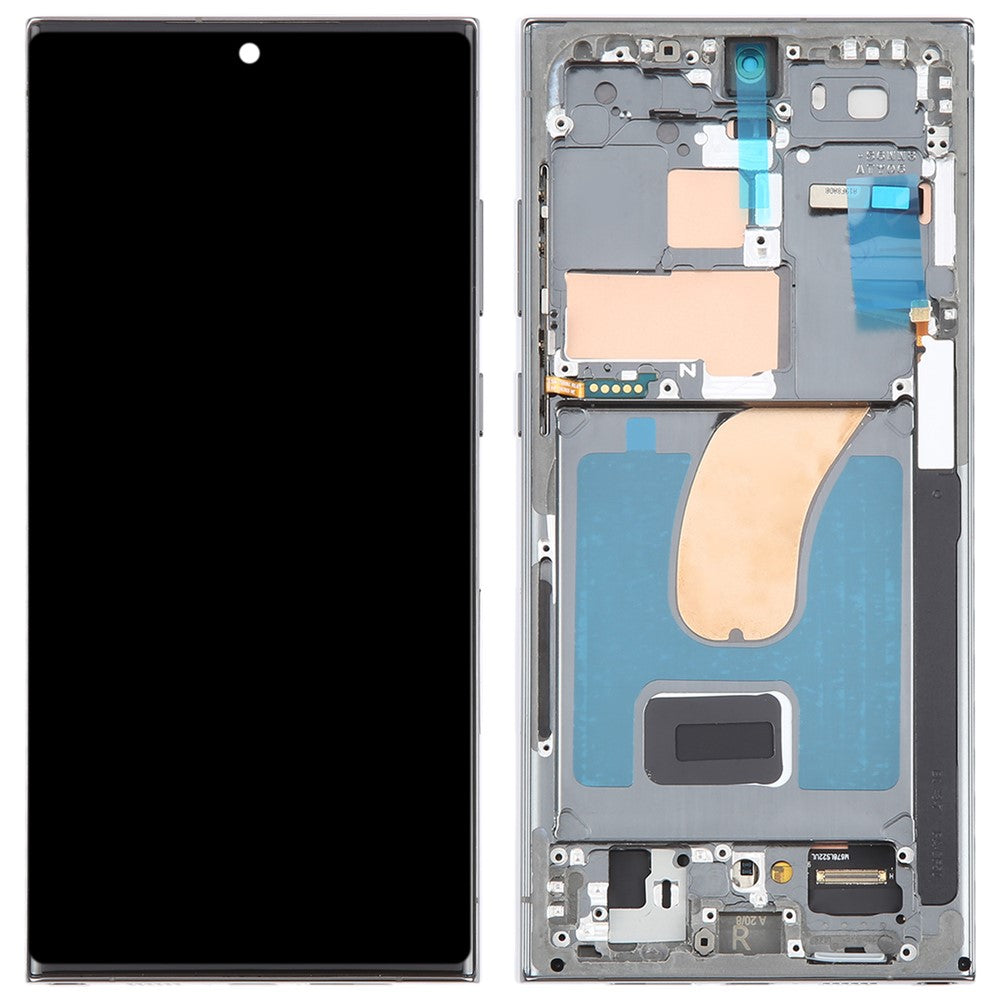 För Samsung Galaxy S23 Ultra S918 Grade C OLED-skärm och digitaliseringsenhet + ram (utan logotyp)