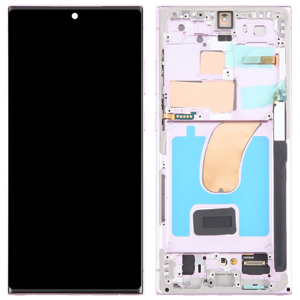 För Samsung Galaxy S23 Ultra S918 Grade C OLED-skärm och digitaliseringsenhet + ram (utan logotyp)