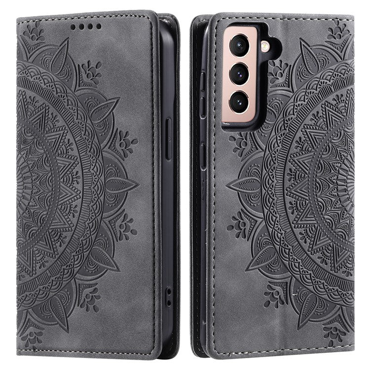 For Samsung Galaxy S23+ Case Imprinted Mandala Flower Leather Cover with Wallet