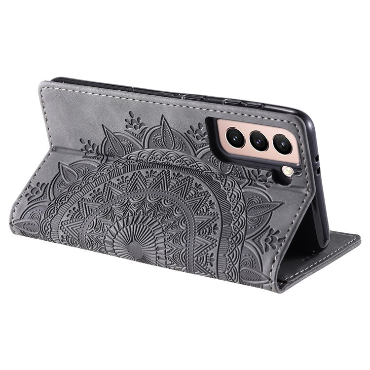 For Samsung Galaxy S23+ Case Imprinted Mandala Flower Leather Cover with Wallet
