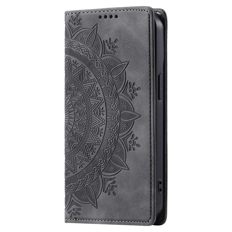 For Samsung Galaxy S23+ Case Imprinted Mandala Flower Leather Cover with Wallet