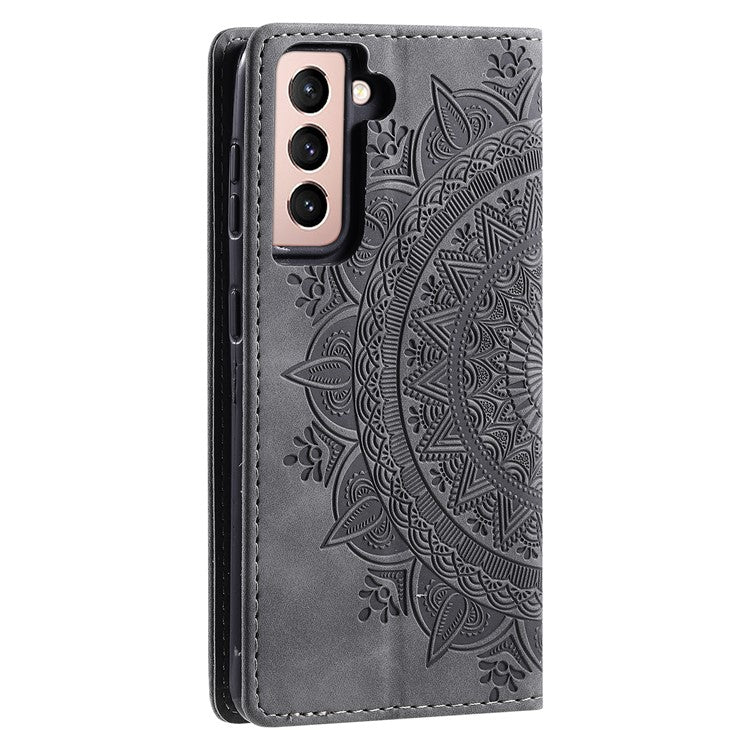 For Samsung Galaxy S23+ Case Imprinted Mandala Flower Leather Cover with Wallet