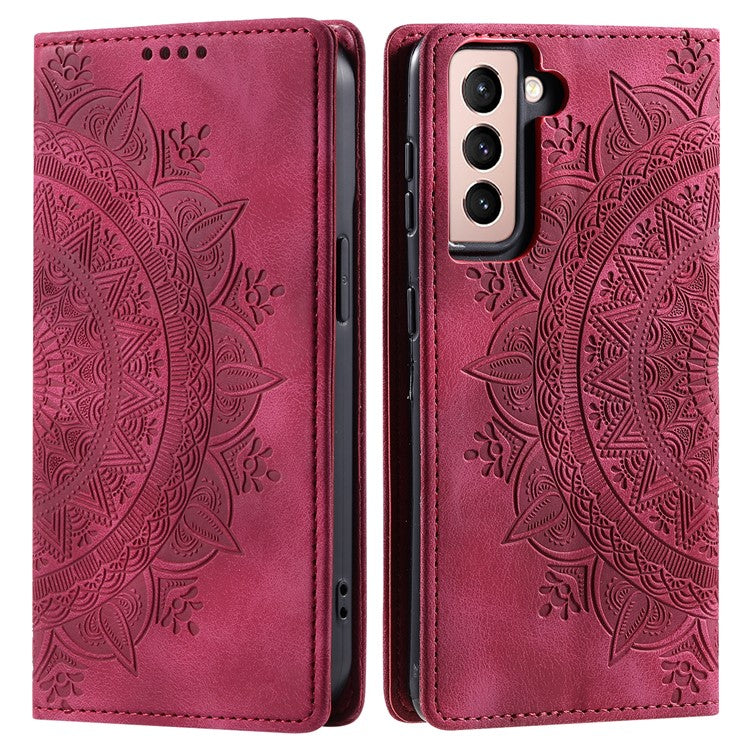 For Samsung Galaxy S23+ Case Imprinted Mandala Flower Leather Cover with Wallet