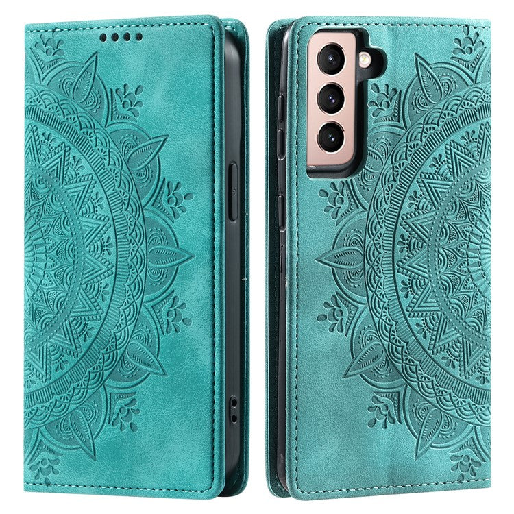 For Samsung Galaxy S23+ Case Imprinted Mandala Flower Leather Cover with Wallet