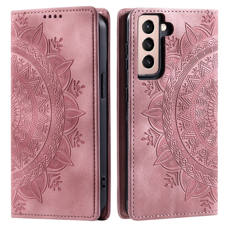 For Samsung Galaxy S23+ Case Imprinted Mandala Flower Leather Cover with Wallet
